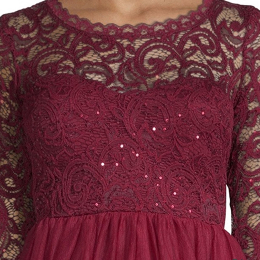 My Michelle Juniors Long Sleeve Merlot Dress - Picture 4 of 6
